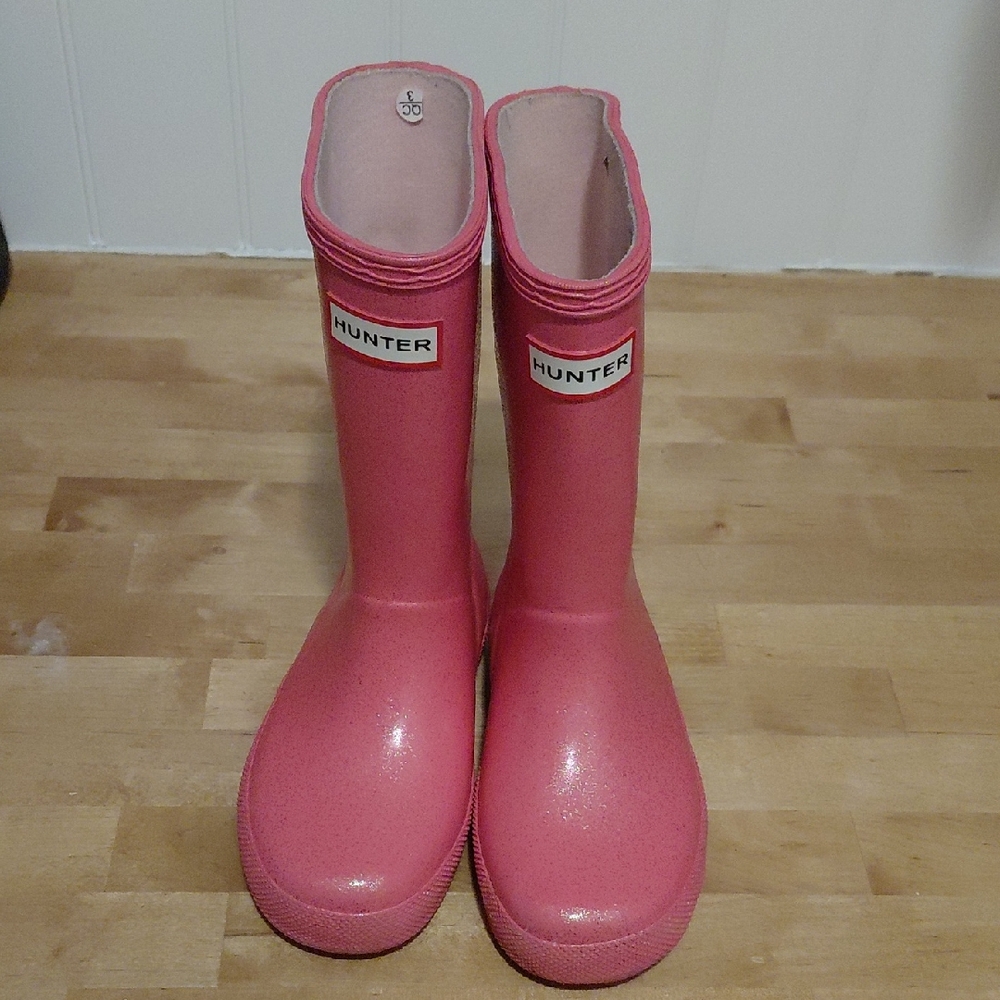 Hunter Kids Glittery Pink Rain Boots